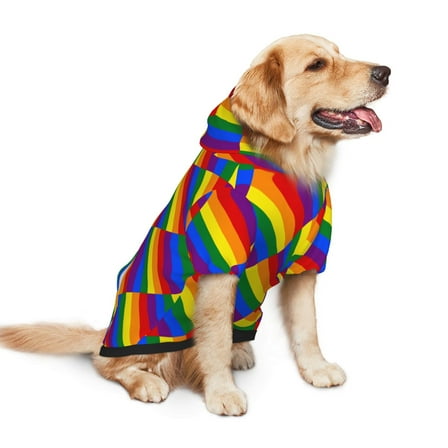 Rainbow Pride Flag Dog Hoodie Pet Coat for Medium and Large Dogs Daily Use Small