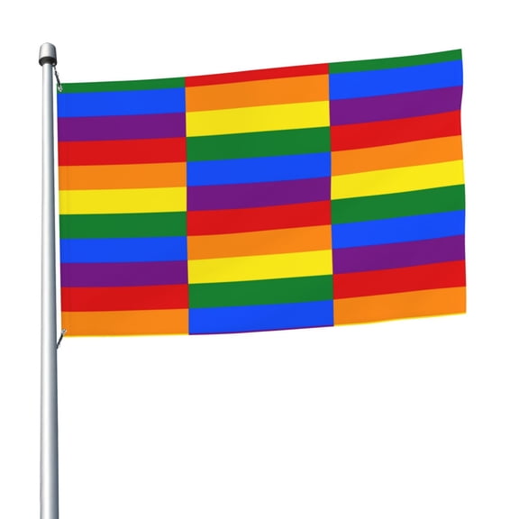 Rainbow Pride Flag Flag 5x8 Ft Print Vivid Color Light-Weighted Flags With Grommets