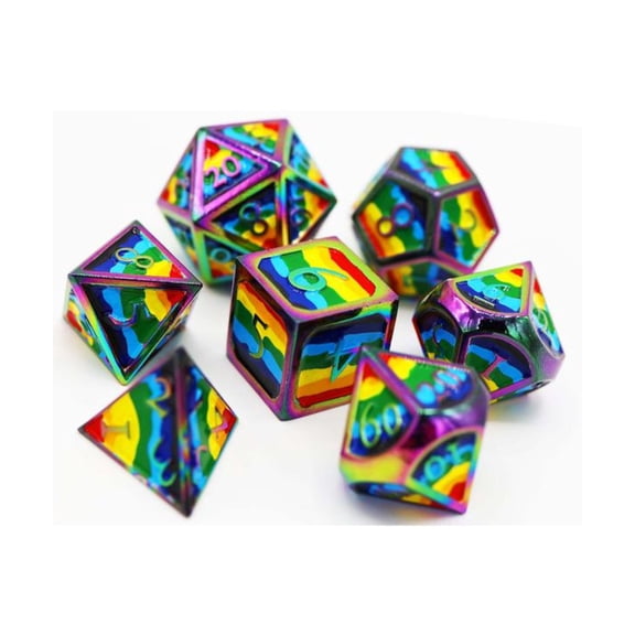 Rainbow Pride Flag - Metal RPG Dice Set