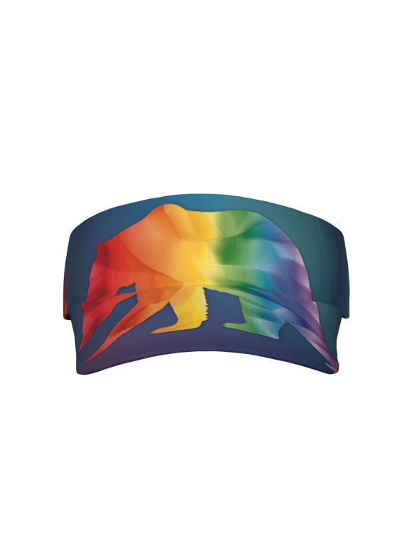 Rainbow Pride Flag With Gay Bear Sports Sun Visor Hat for Women Men Running Tennis Golf Beach