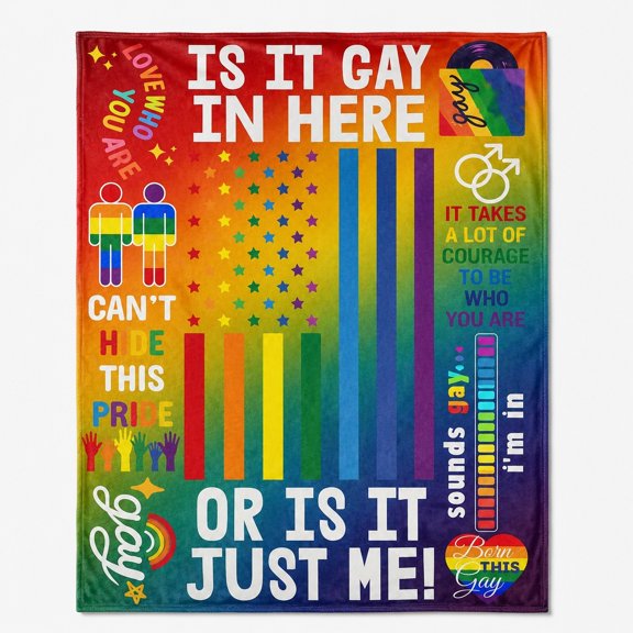 Rainbow Pride Fleece Blanket – LGBTQ Throw for Couch or Sofa, Gay Pride Gift, 280 GSM Soft Polyester