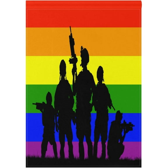 Rainbow Pride Garden Flag 12x18 Double Sided, Lgbt Army Soldier LGBT Support House Yard Flags Gay Pride Lesbian Rainbow Banner Yard Outdoor Lawn Home Decoration