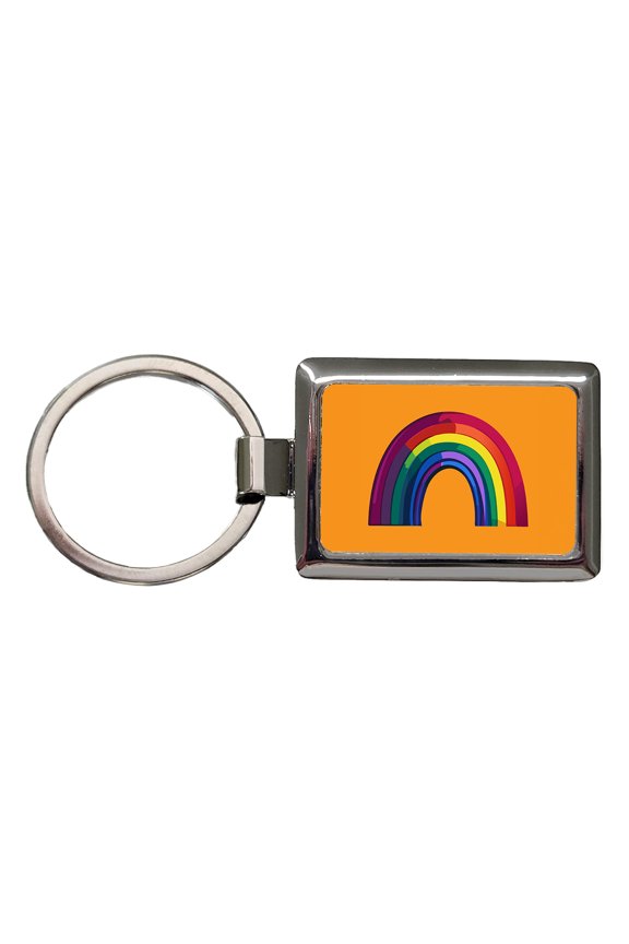 Rainbow Pride Gay LGBTQ Metal Rectangle Keychain