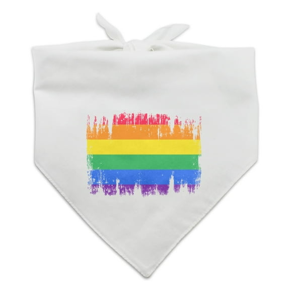 Rainbow Pride Gay Lesbian Contemporary Dog Pet Bandana - White
