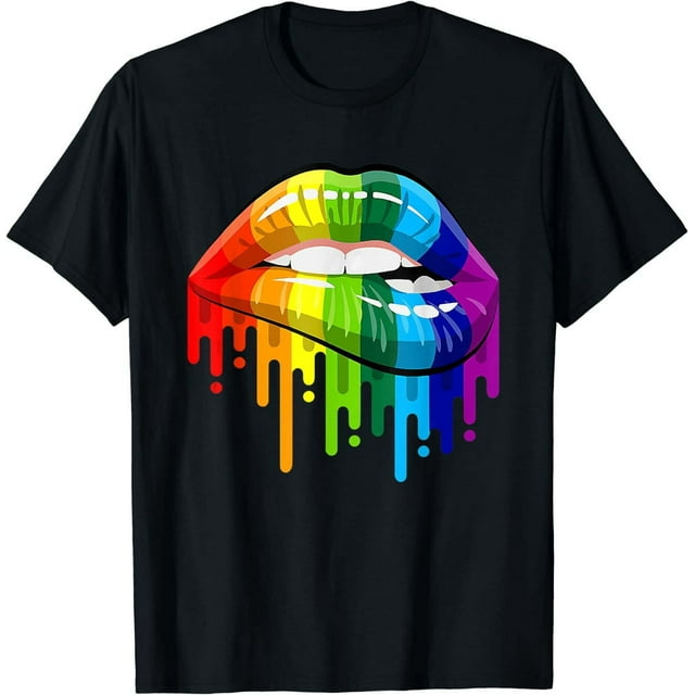 Rainbow Pride LGBT Lip Bite T-Shirt for LGBTQ+ Community - Walmart.com