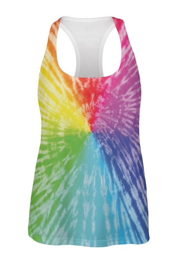 Rainbow Pride LGBT Tie Dye All Over Womens Work Out Tank Top - Small