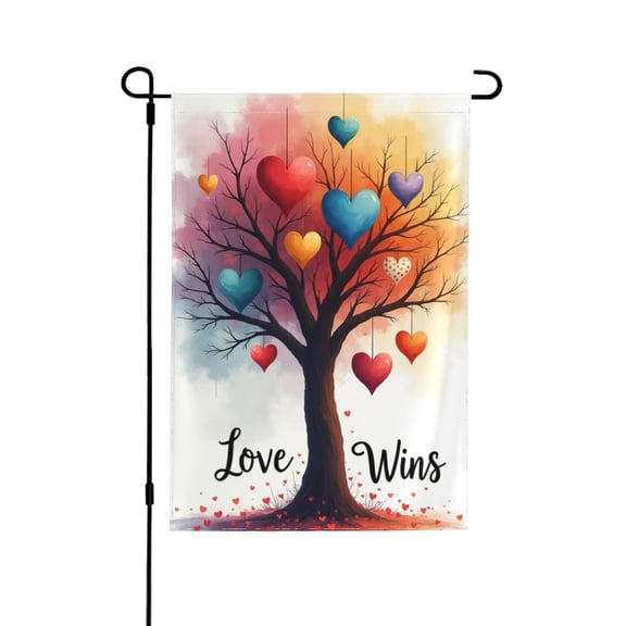 Rainbow Pride Love Wins Garden Flag 12X18 Inch Double Sided,Community Progress Yard Outdoor Flag