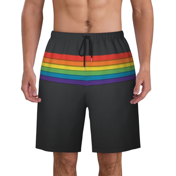 Rainbow Pride Month Lgbtq Men'S Beach Pants Quick Dry Short Swim Trunks With With Pockets And Mesh Lining Swimwear Beach Bathing Shorts Small