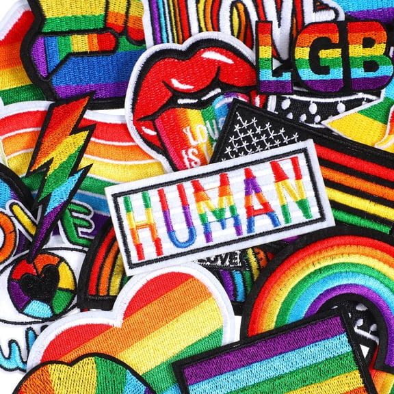 Rainbow Pride Patches 80 Pack 20 Styles Embroidered Sewing Applique for DIY Clothing Bags