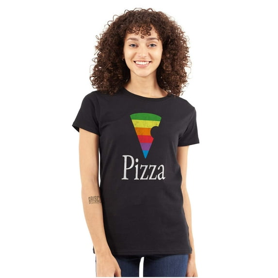 Rainbow Pride Piece of Pizza LGBT Womens Slim Fit Graphic Tee Brisco Brands X