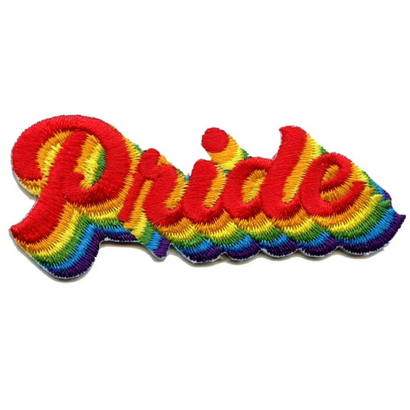 Rainbow Pride Script Embroidered Iron On Patch