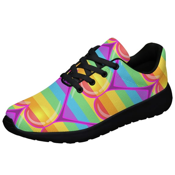 Rainbow Pride Shoes Men Women Fashion LGBT Sneakers Adult Lightweight Breathable Running Shoes Black Size 12