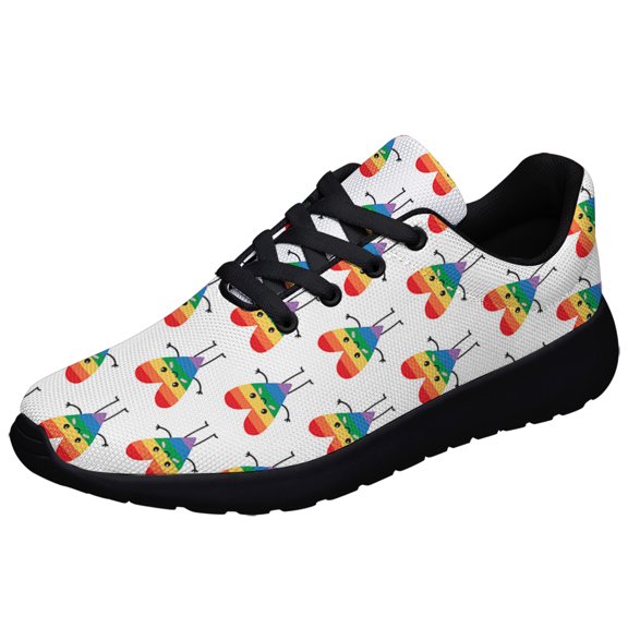 Rainbow Pride Shoes Men Women Fashion LGBT Sneakers Adult Lightweight Breathable Running Shoes Black Size 13
