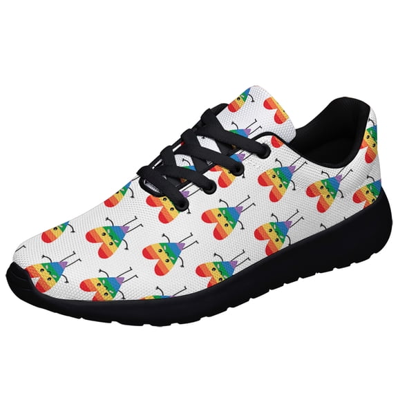 Rainbow Pride Shoes Men Women Fashion LGBT Sneakers Adult Lightweight Breathable Running Shoes Black Size 7