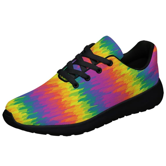 Rainbow Pride Shoes Men Women Fashion LGBT Sneakers Adult Lightweight Breathable Running Shoes Black Size 8