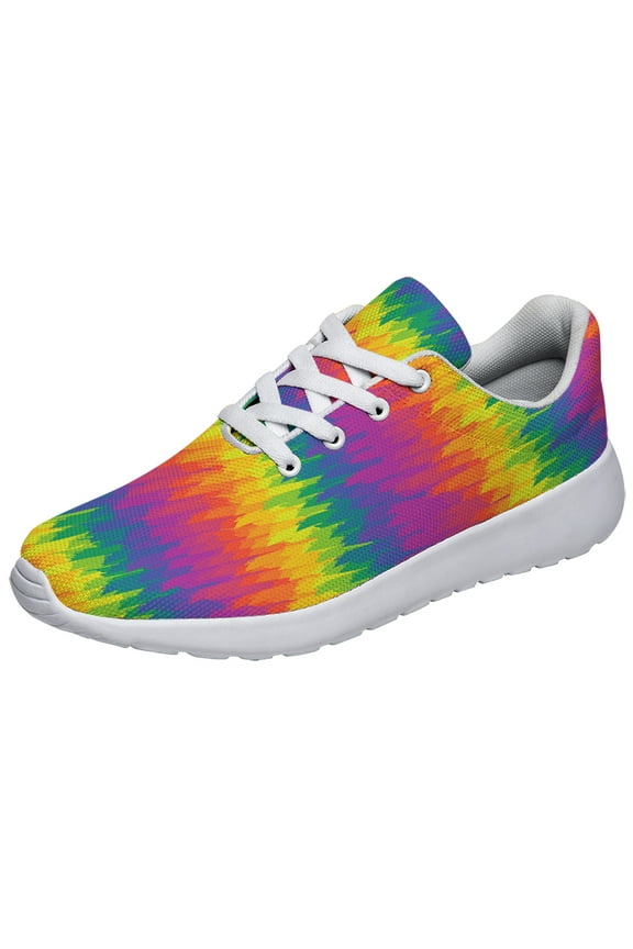 Rainbow Pride Shoes Men Women Fashion LGBT Sneakers Adult Lightweight Breathable Running Shoes White Size 10