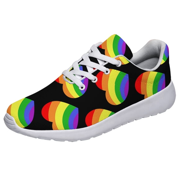 Rainbow Pride Shoes Men Women Fashion LGBT Sneakers Adult Lightweight Breathable Running Shoes White Size 11.5