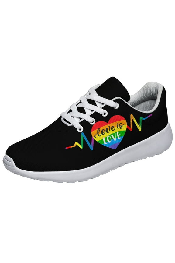 Rainbow Pride Shoes Men Women Fashion LGBT Sneakers Adult Lightweight Breathable Running Shoes White Size 3.5