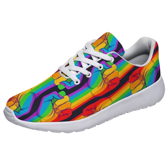 Rainbow Pride Shoes Men Women Fashion LGBT Sneakers Adult Lightweight Breathable Running Shoes White Size 4
