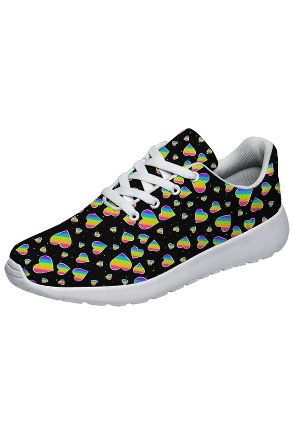 Rainbow Pride Shoes Men Women Fashion LGBT Sneakers Adult Lightweight Breathable Running Shoes White Size 4
