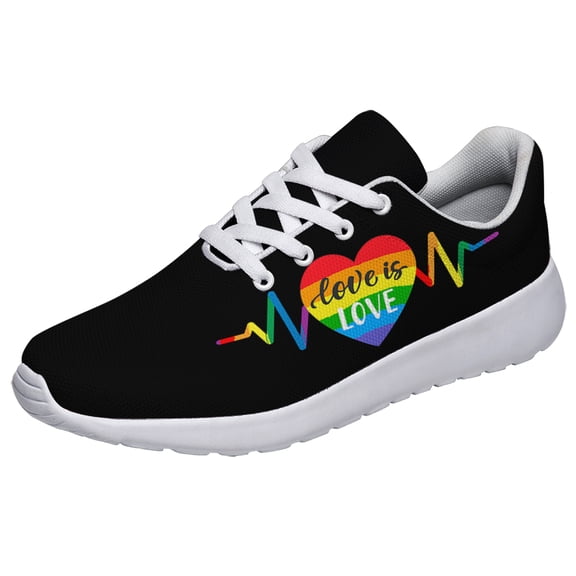 Rainbow Pride Shoes Men Women Fashion LGBT Sneakers Adult Lightweight Breathable Running Shoes White Size 8.5