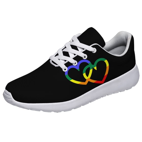Rainbow Pride Shoes Men Women Fashion LGBT Sneakers Adult Lightweight Breathable Running Shoes White Size 8