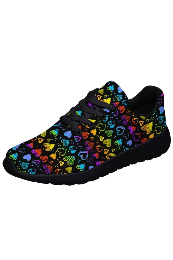 Rainbow Pride Shoes Mens Womens Running Sneakers Mesh Breathable Jogging Walking Shoes Black Size 13