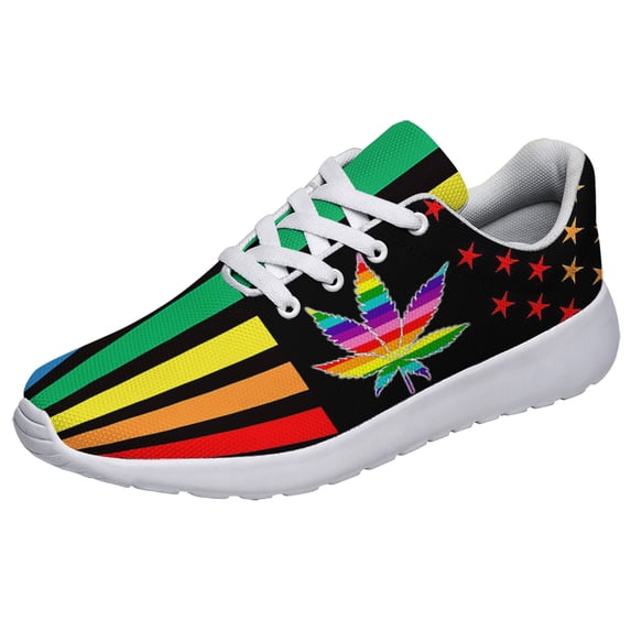 Rainbow Pride Shoes for Men Women, Unisex Fashion LGBT Gay Sneakers Lightweight Breathable Running Shoes Gift for Her Him White Size 11