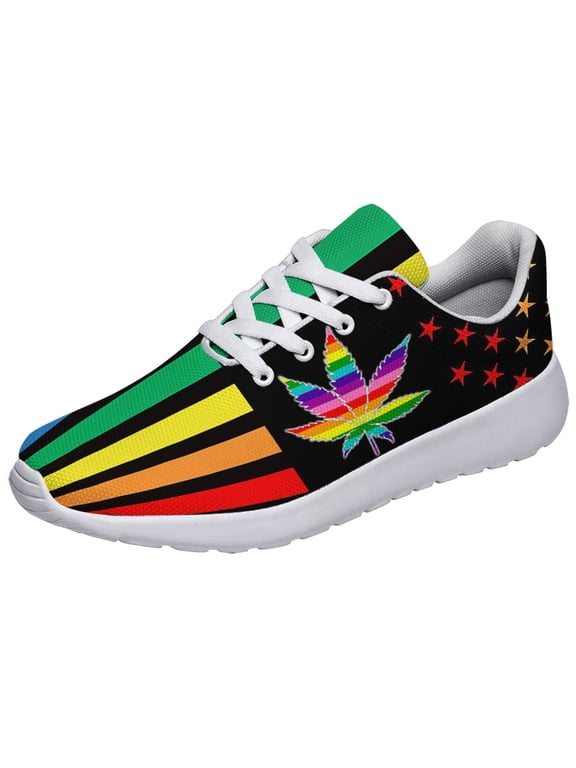Rainbow Pride Shoes for Men Women, Unisex Fashion LGBT Gay Sneakers Lightweight Breathable Running Shoes Gift for Her Him White Size 11