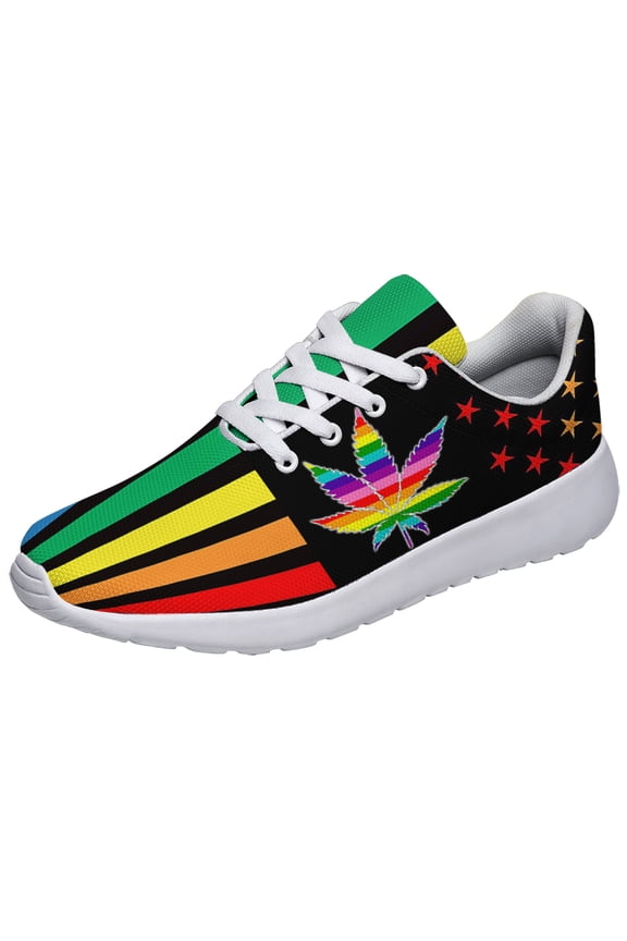 Rainbow Pride Shoes for Men Women, Unisex Fashion LGBT Gay Sneakers Lightweight Breathable Running Shoes Gift for Her Him White Size 11