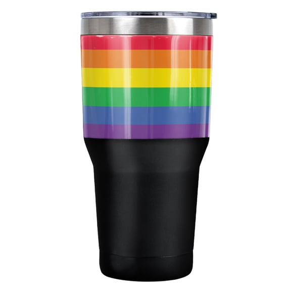 Rainbow Pride Stainless Steel Tumbler 30 oz Coffee Travel Cup, Vacuum Insulated & Double Wall with Leakproof Sliding Lid | Great for Hot Drinks and Cold Beverages
