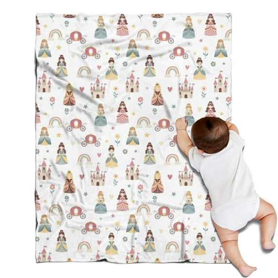 Rainbow Princess Carriage Pattern Blanket,Comfortable Soft Flannel Throw Blanket,All Season,Warm Lightweight Blankets for Sofa Bed Couch Living Room Chair,30"x40"