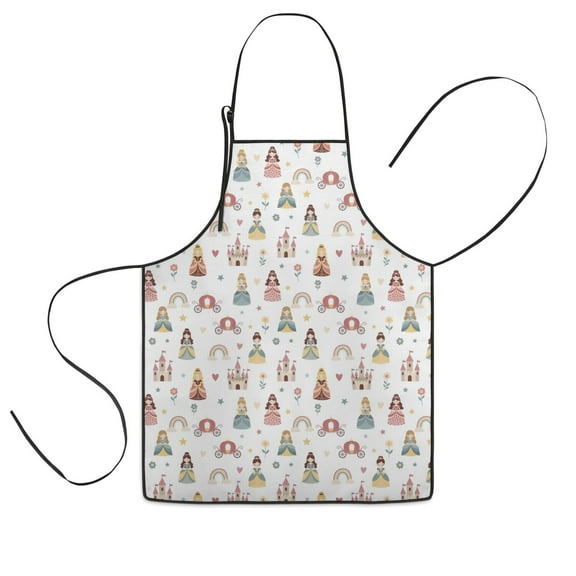 Rainbow Princess Carriage Pattern Kids Aprons for Girls and Boys,Adjustable Neck Strap Toddler Aprons for Kids Cooking Baking