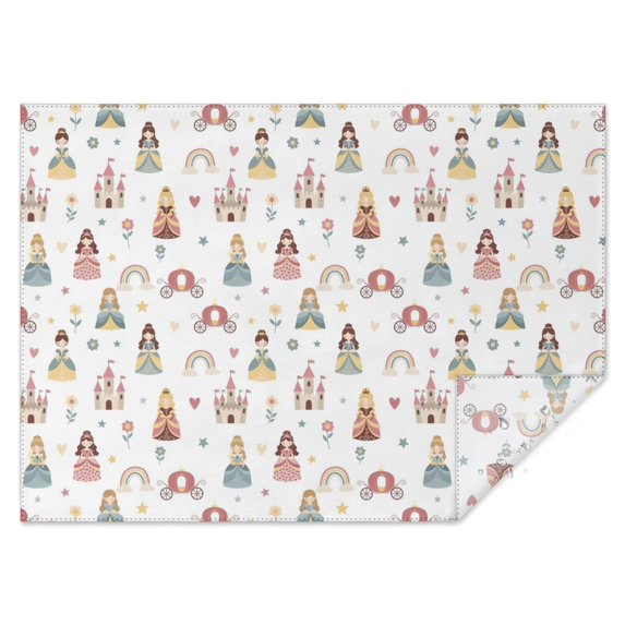 Rainbow Princess Carriage Pattern Rectangle Tablecloth 60"x84",Waterproof Polyester Rectangle Table Cloth, Wipeable Spillproof Polyester Tablecloth for Dining, Camping, Indoor and Outdoor