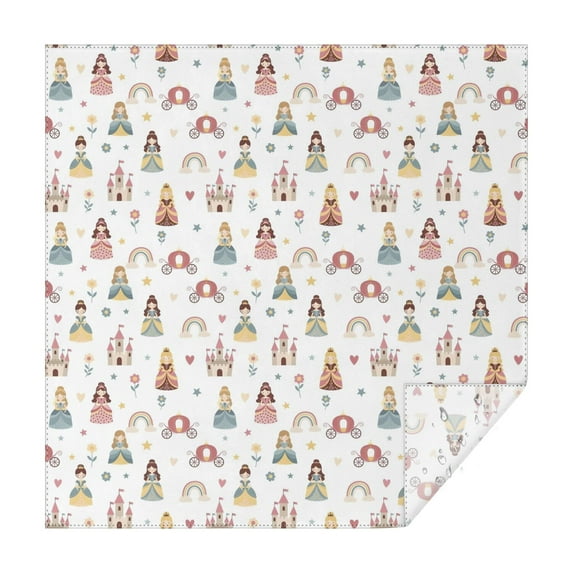 Rainbow Princess Carriage Pattern Square Tablecloth,Waterproof Square Table Cover,Wipeable Spillproof Washable Table Cover for Home Kitchen Party Decor 52"x52"(132x132cm)