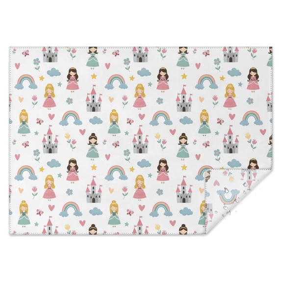 Rainbow Princess Castle Pattern Rectangle Tablecloth 60"x84",Waterproof Polyester Rectangle Table Cloth, Wipeable Spillproof Polyester Tablecloth for Dining, Camping, Indoor and Outdoor