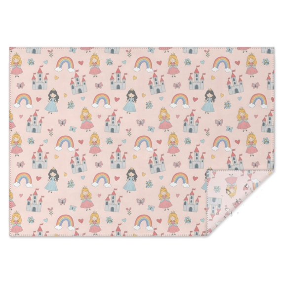 Rainbow Princess Castle Pattern Rectangle Tablecloth 60"x84",Waterproof Polyester Rectangle Table Cloth, Wipeable Spillproof Polyester Tablecloth for Dining, Camping, Indoor and Outdoor