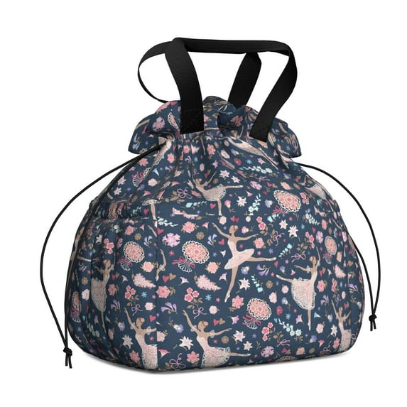 Rainbow Princess Pattern Drawstring Lunch Bag Women - Drawstring Lunch Bag Insulated for Work Office - Stain-Resistant Large Lunchbags for Women with Multi-Pockets