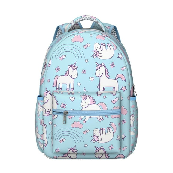 Rainbow Print Backpack with Unicorn Style Travel and School Compact Bag