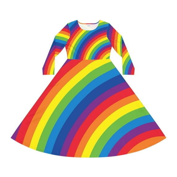 Rainbow Print Dance Dress (Size:S;)