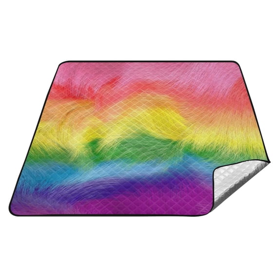 Rainbow Print Picnic Blanket Waterproof Beach Blankets Sandproof Large Mat with Storage Bag Camping Grass Travel Hiking Park 78"x78"
