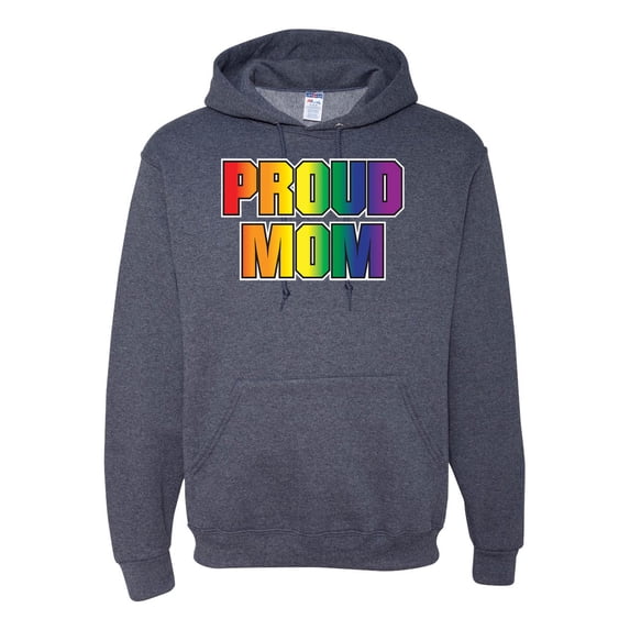 Rainbow Proud Mom of LGBT | Mens LGBT Pride Hooded Sweatshirt Graphic Hoodie, Vintage Heather Navy, Large