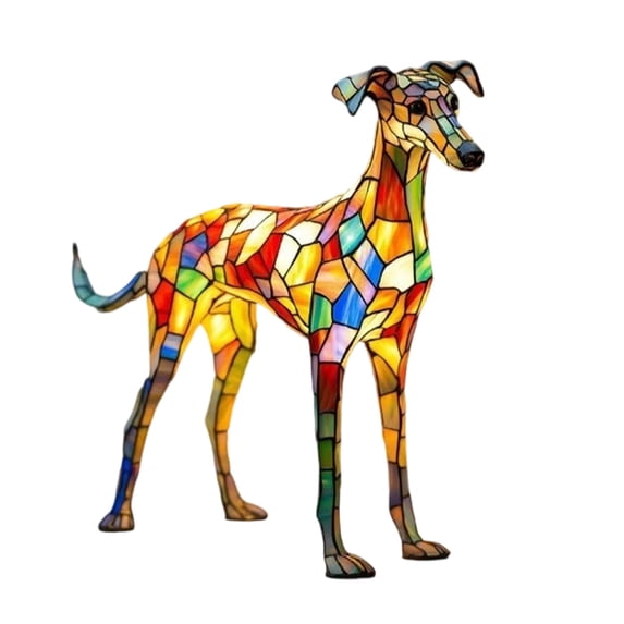Rainbow Pup Lamp, 3D Retro Stained Resin Small Dog Lamp with Stained Glass Glow, USB Powered Energy-Efficient Non-Dazzling LED Night Light for Bedroom Desk, Gift for Dog Lovers