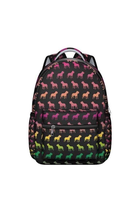Rainbow Puppy Backpack for School,Cute School Bag,Schoolbag with Adjustable Shoulder Straps & Padded Back,15.3"x11"x7.1".