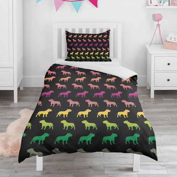 Rainbow Puppy Duvet Cover and Pillowcase Set for Single Bedding, Bedroom Accessories for Kids Teens