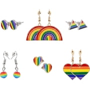 Rainbow Quality Earrings,Pride Earrings 6pcs Set,Womens as well as Mens Gay Pride Accessories,Accessories Jewelry for Travel[v442]