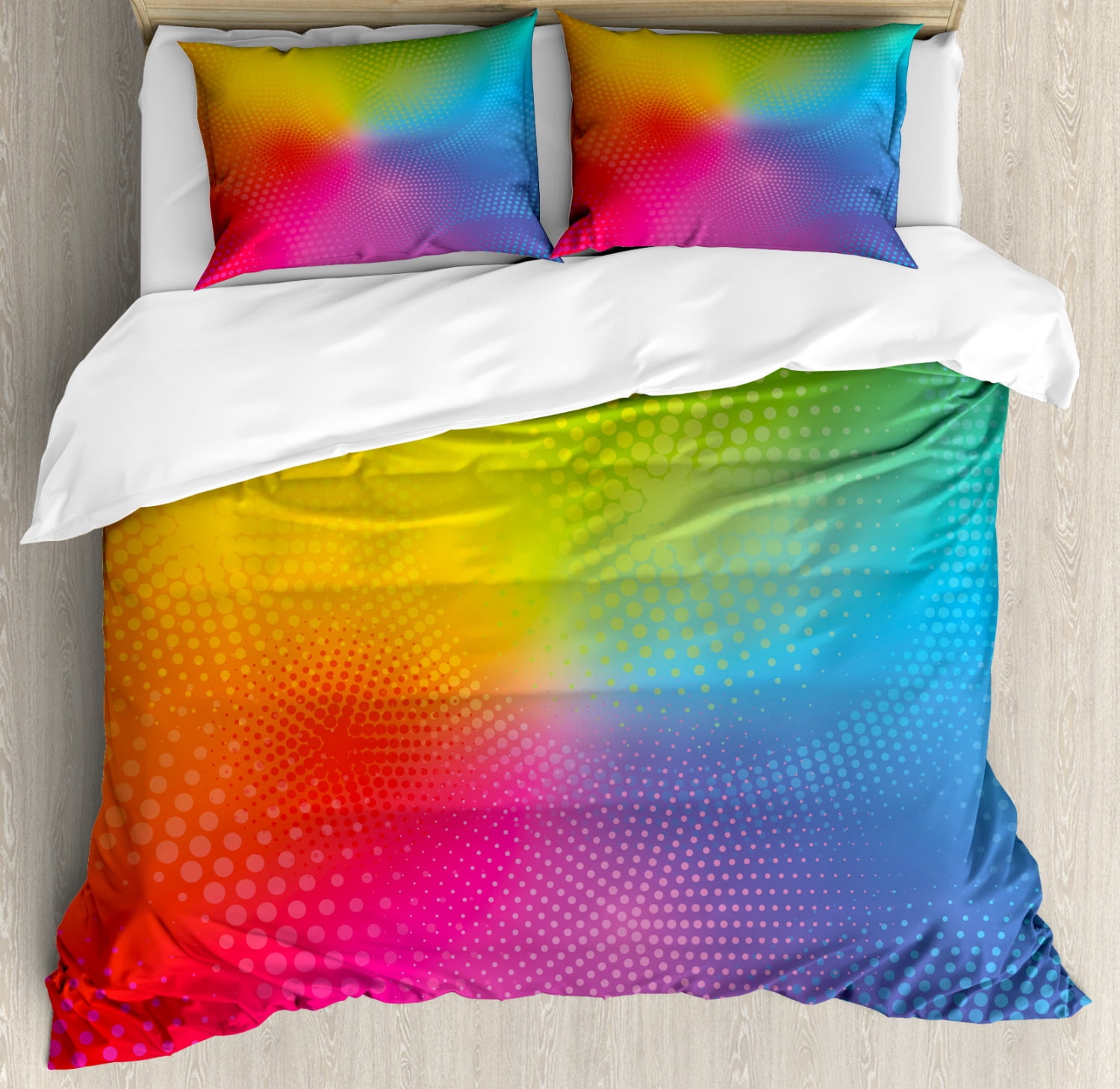 Rainbow Multicolor Microfiber Queen Duvet Cover Set