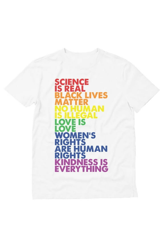 Rainbow Quote Gay Pride Shirt for Men - Love is Love and Equality Slogans - Supportive LGBTQ Apparel - Comfortable and Breathable Fit - Large White