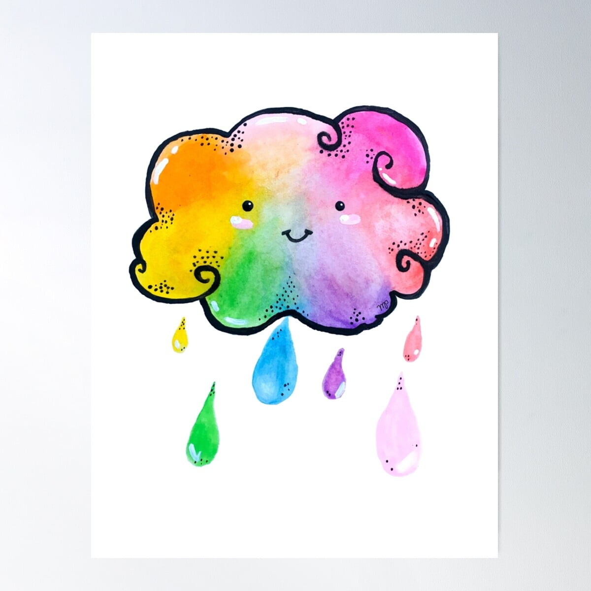 Rainbow Raincloud Poster Wall Art, Modern Wall Decor For Living Room ...