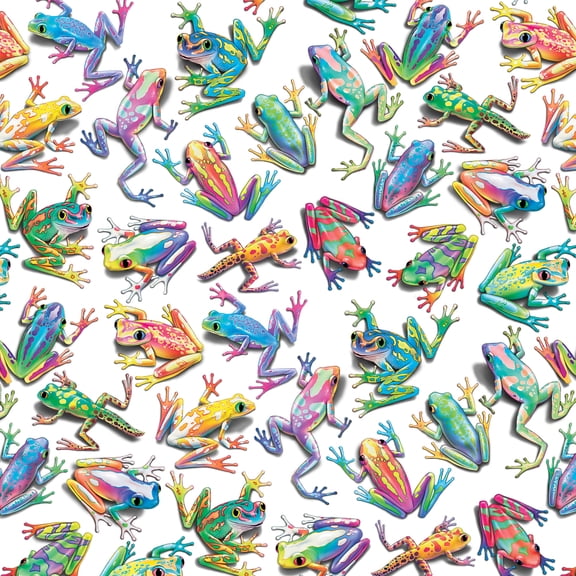 Rainbow Rainforest Frogs Sticky Fingers Pattern Premium Roll Gift Wrap Wrapping Paper